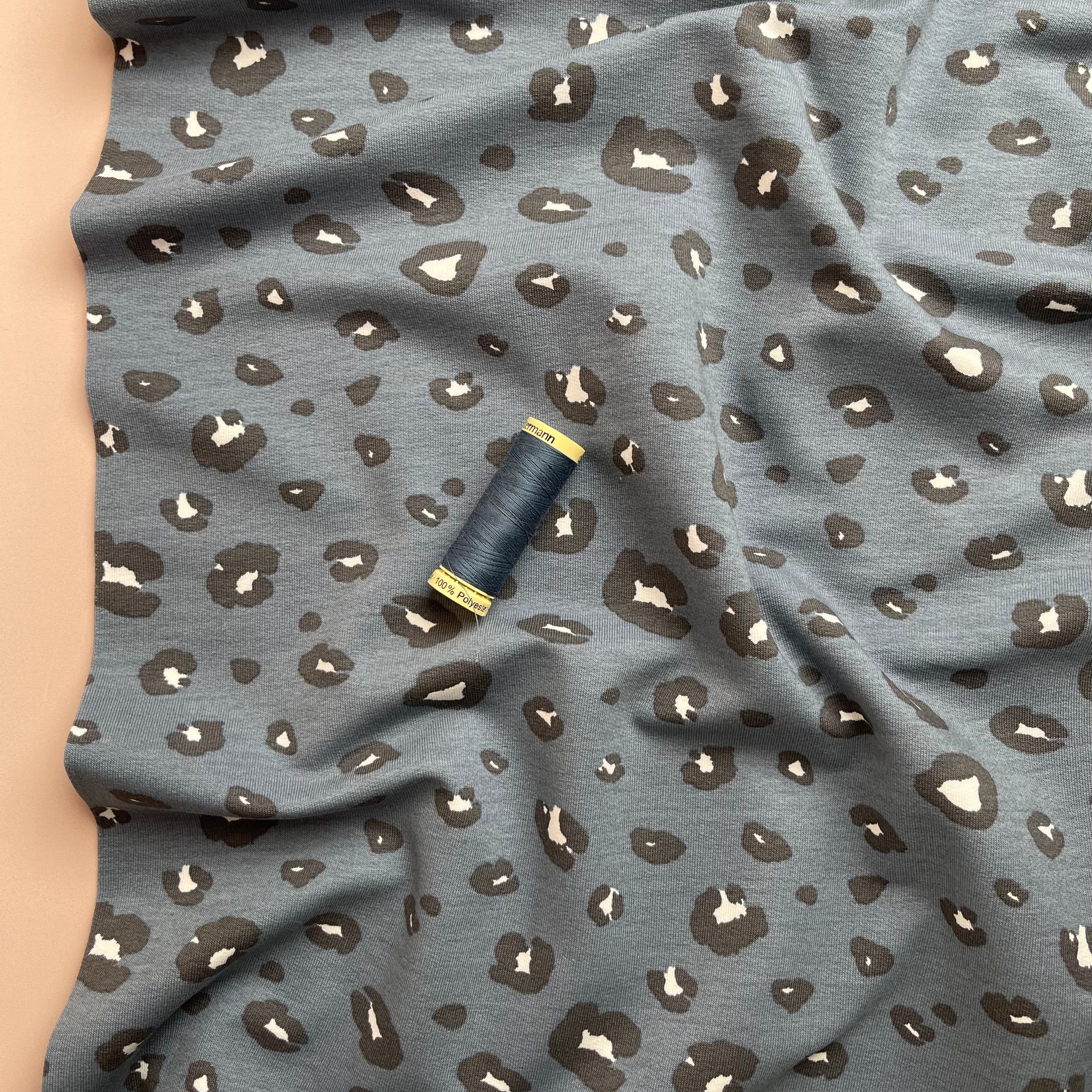 Panther Dusty Blue Organic Cotton French Terry