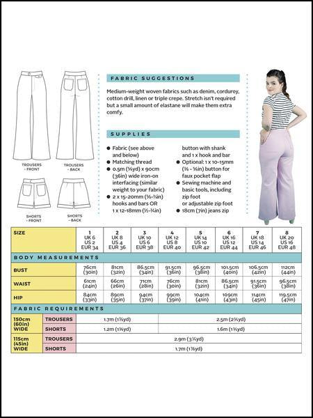 Tilly and the Buttons - Jessa Trousers and Shorts Sewing Pattern