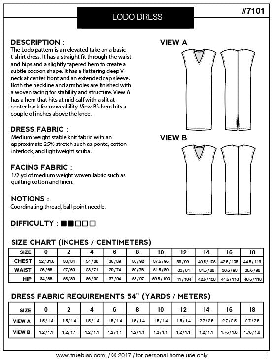 True / Bias  -  LODO Dress Sewing Pattern