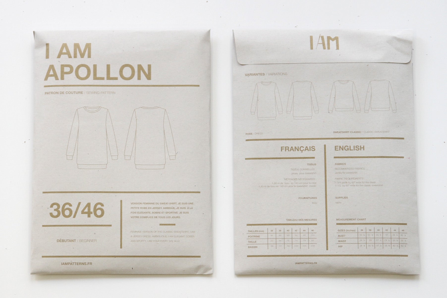 I AM - Apollon Classic Sweatshirt / Short Dress Sewing Pattern