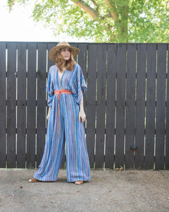 Vogue 1617 Jumpsuit in Summer Flow Woven Striped Viscose