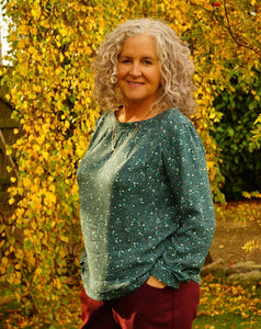 Esther Blouse In Art Gallery Fabrics Winterberry Pine