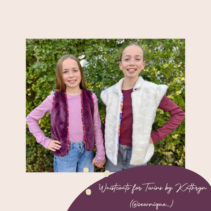 Snuggly Waistcoats for twins by Kathryn