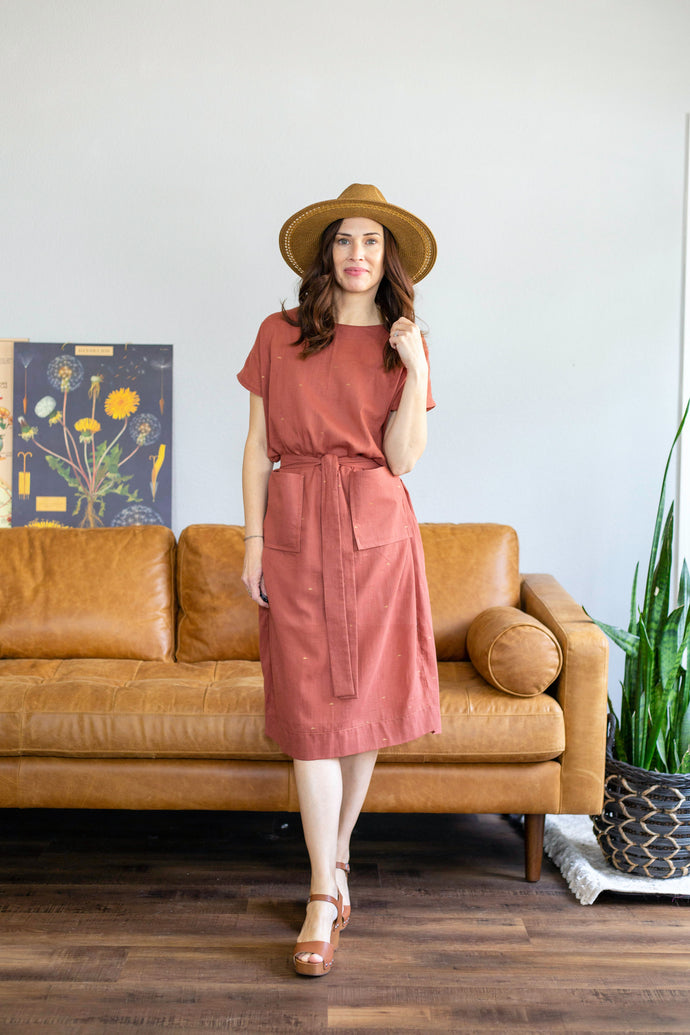Wiksten Shift Dress in Sunset Cotton Crepe by Alexis