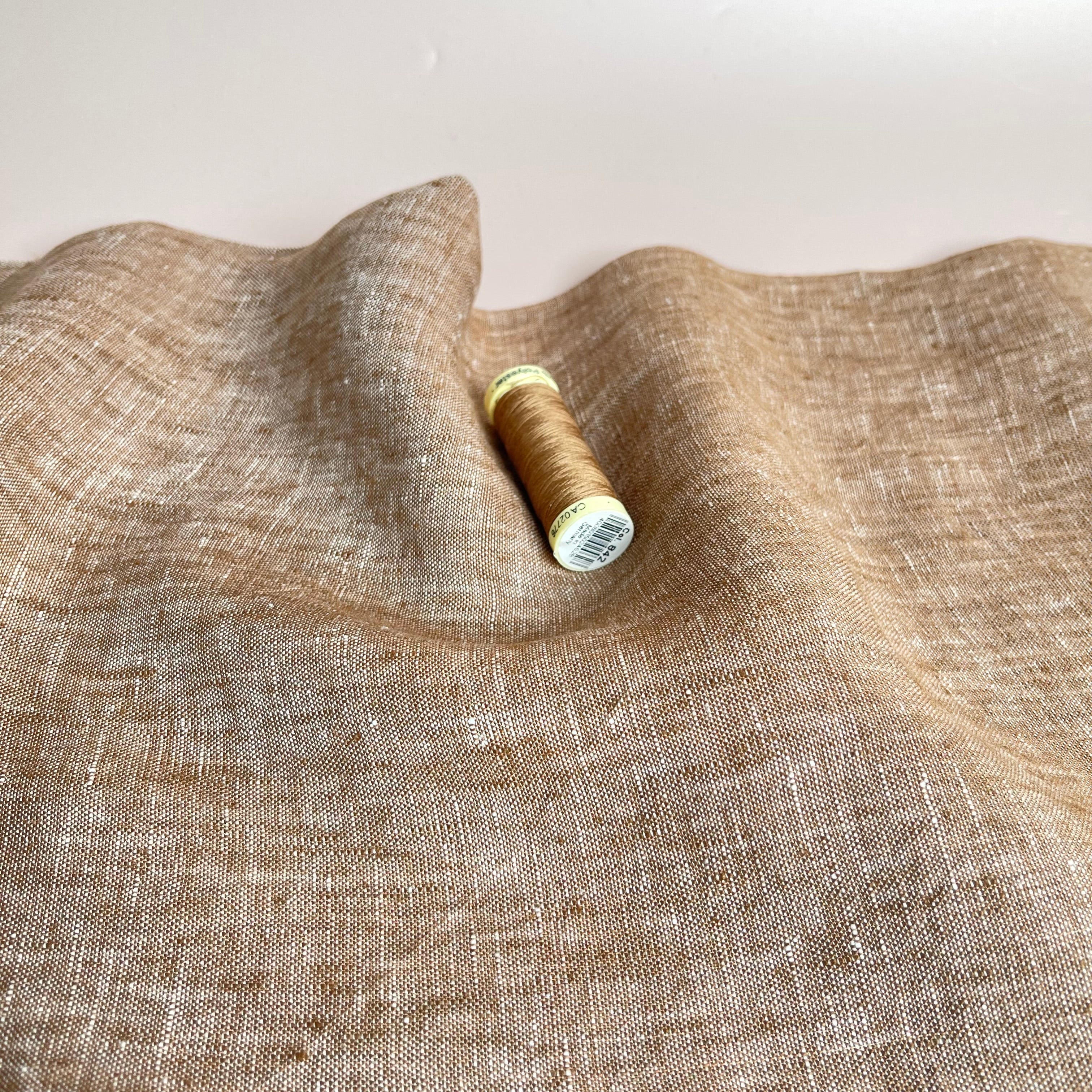 Yarn Dyed Pure Linen Fabric in Tobacco