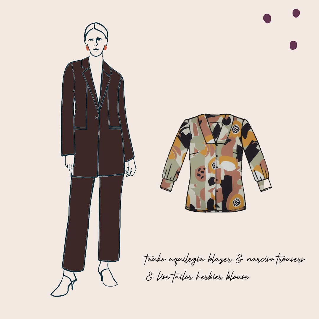 Make an Outfit Colour Bundle - Graphic Shapes Viscose and Chocolate Wool Flannel