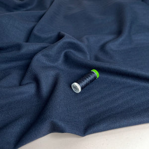 Deadstock Pure Wool Crepe Fabric in Navy