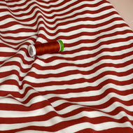 Yarn Dyed Brick Red Breton Stripe Cotton Jersey Fabric