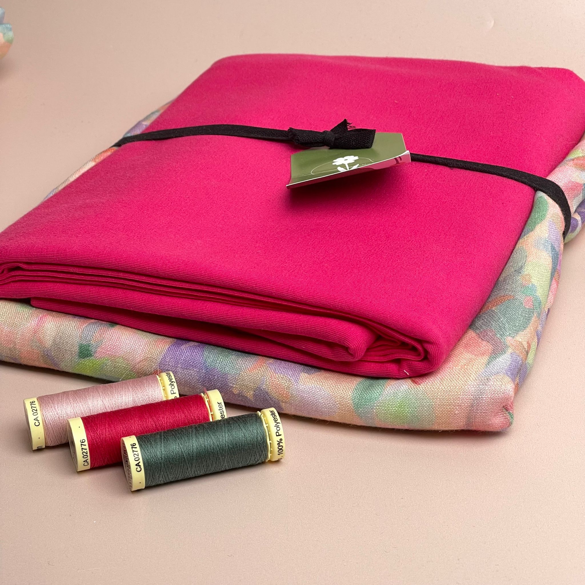 Make an Outfit Colour Bundle - Lupine Petals Blush Linen & Fuchsia Cotton Jersey