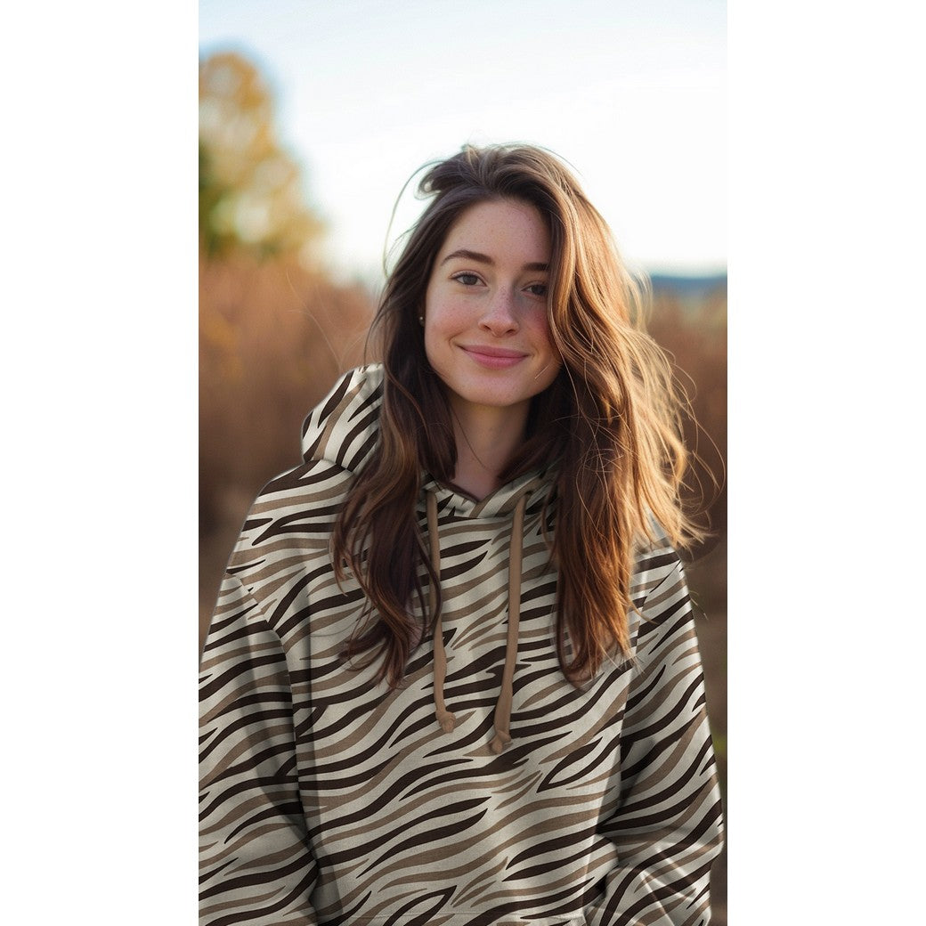 Zebra Brown Cotton Sweat-shirting Fabric