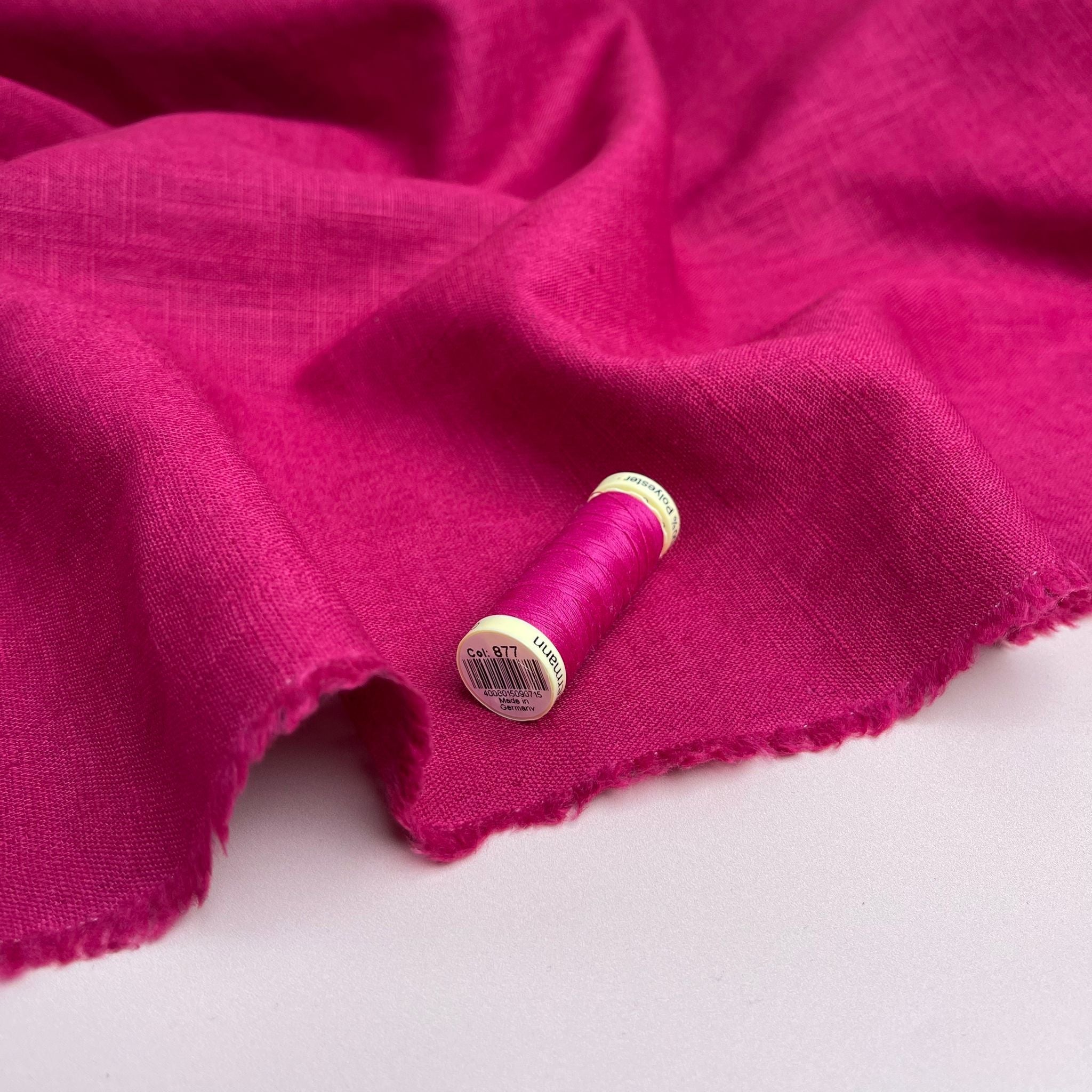 Breeze Fuchsia - Enzyme Washed Linen Cotton Fabric