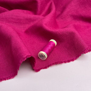 REMNANT 1.12 Metres - Breeze Fuchsia - Enzyme Washed Pure Linen Fabric