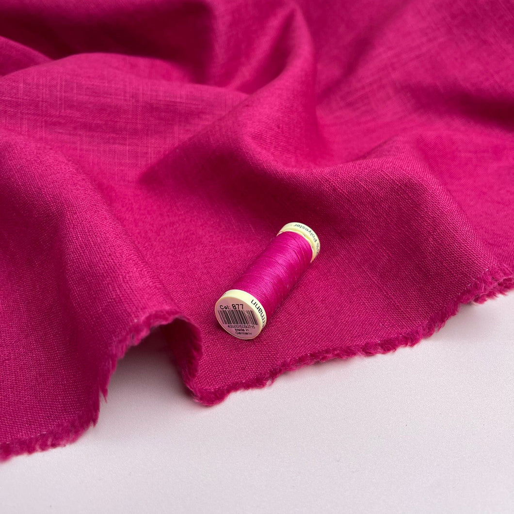 Breeze Fuchsia - Enzyme Washed Linen Cotton Fabric