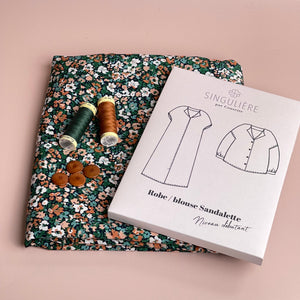 Sewing Kit - Sandalette Blouse and Dress in Ditsy Meadow Green Viscose Poplin