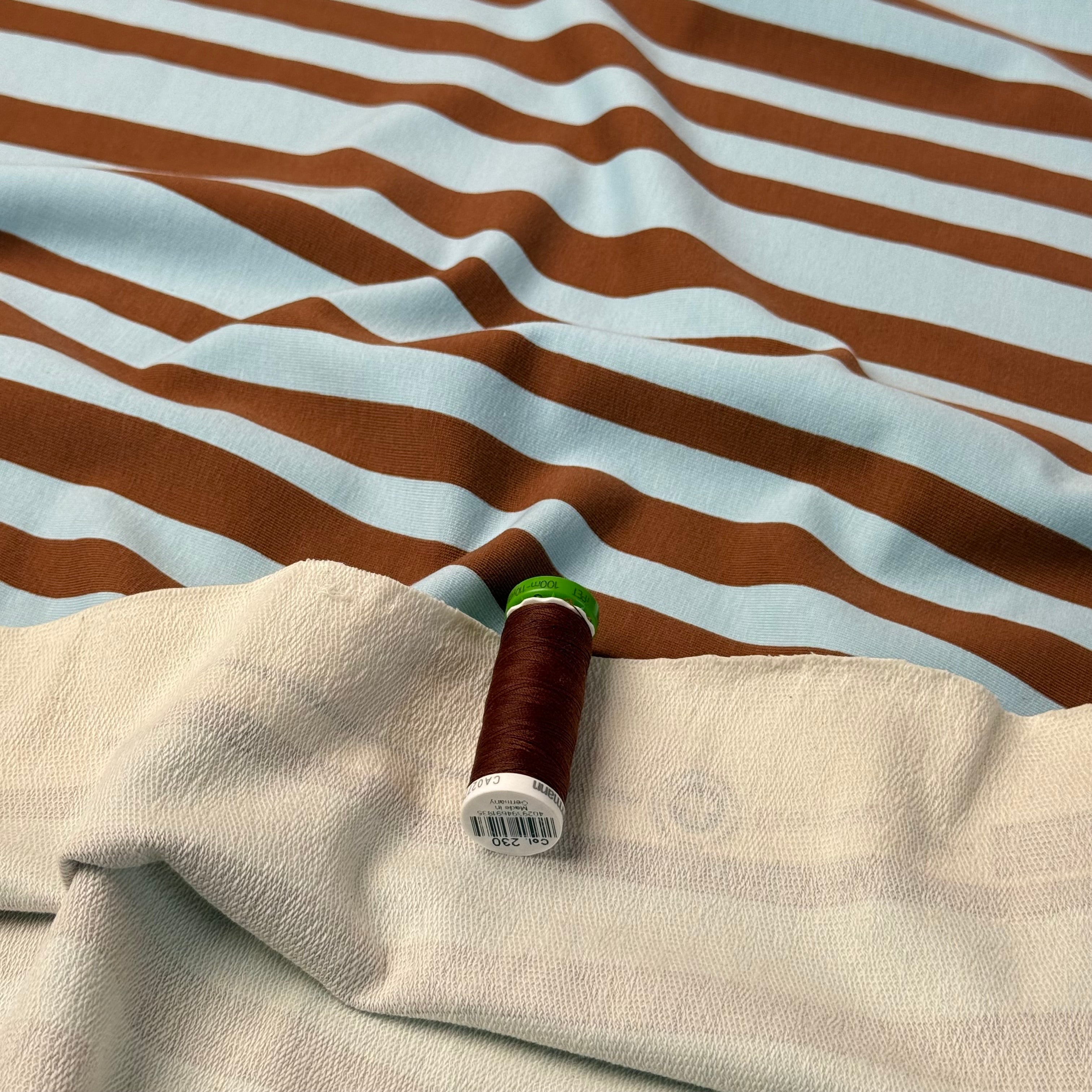 Wavy Stripes Brown Organic GOTS Cotton French Terry