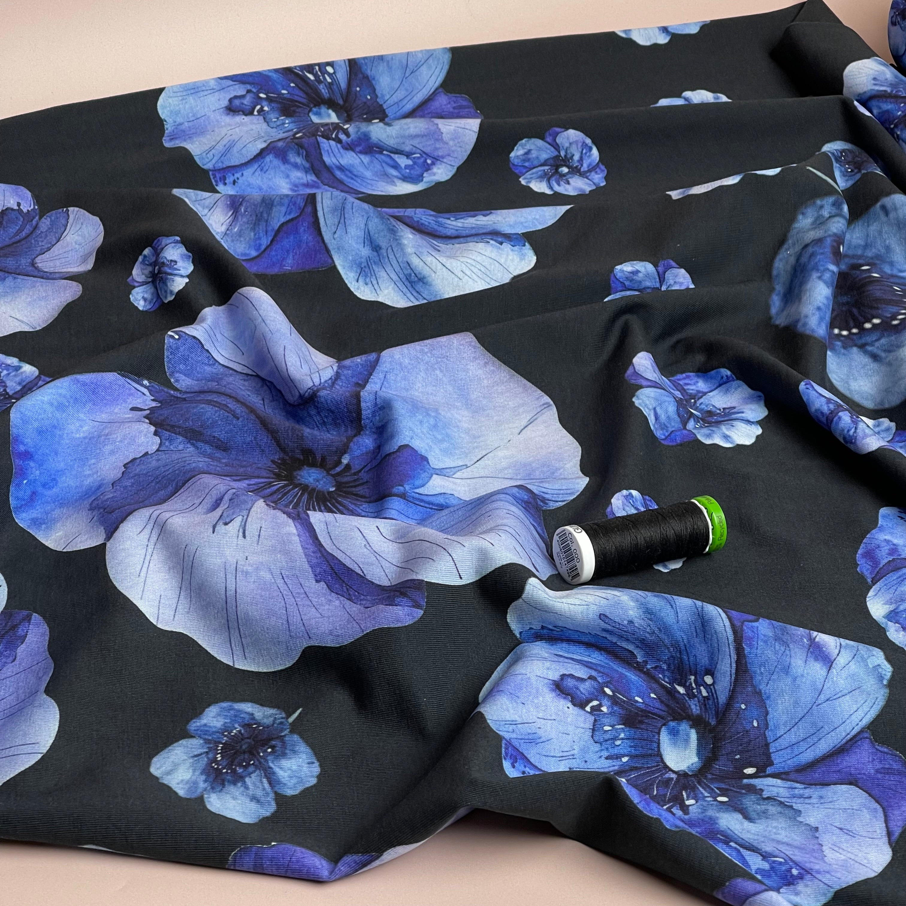 Danish Design - Watercolour Blue Poppy Cotton Jersey