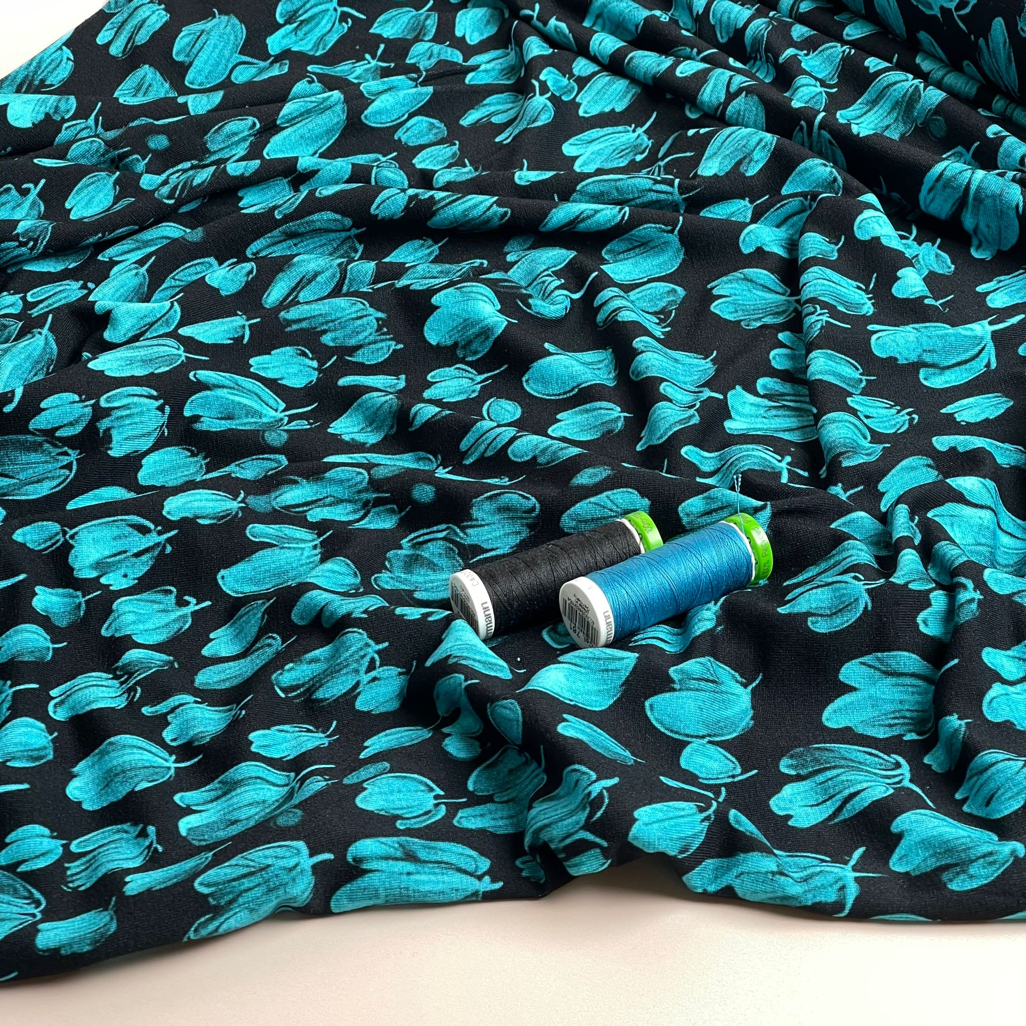 Danish Design - Teal Petals ECOVERVO™ Viscose Jersey