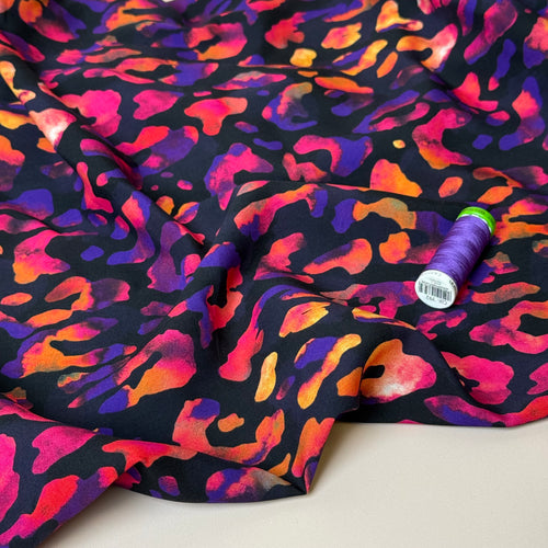 Leopard Print in Purple Night Viscose Fabric
