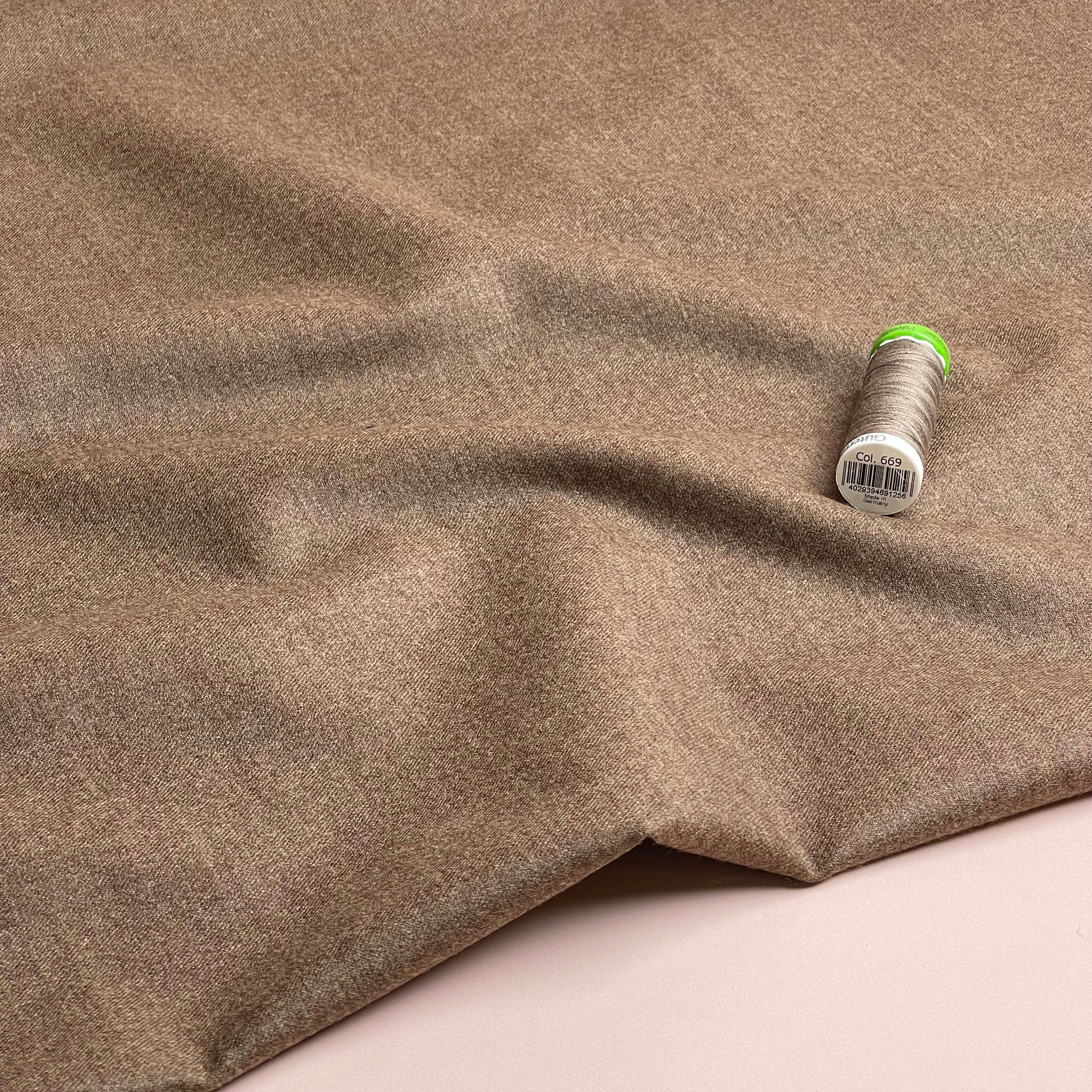 Deadstock Plain Beige Pure Wool Suiting Fabric