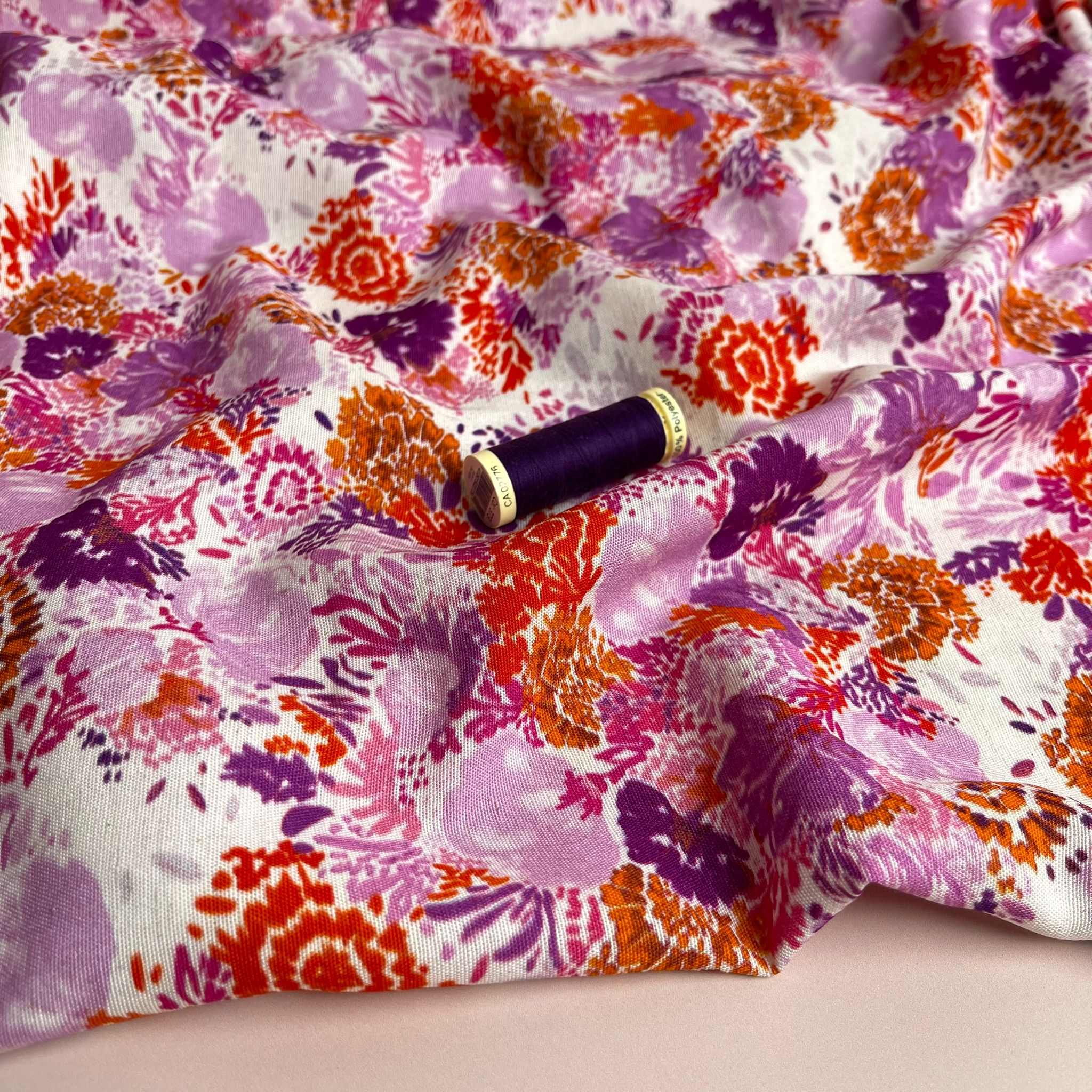 Sunrise Florals Viscose Linen Fabric