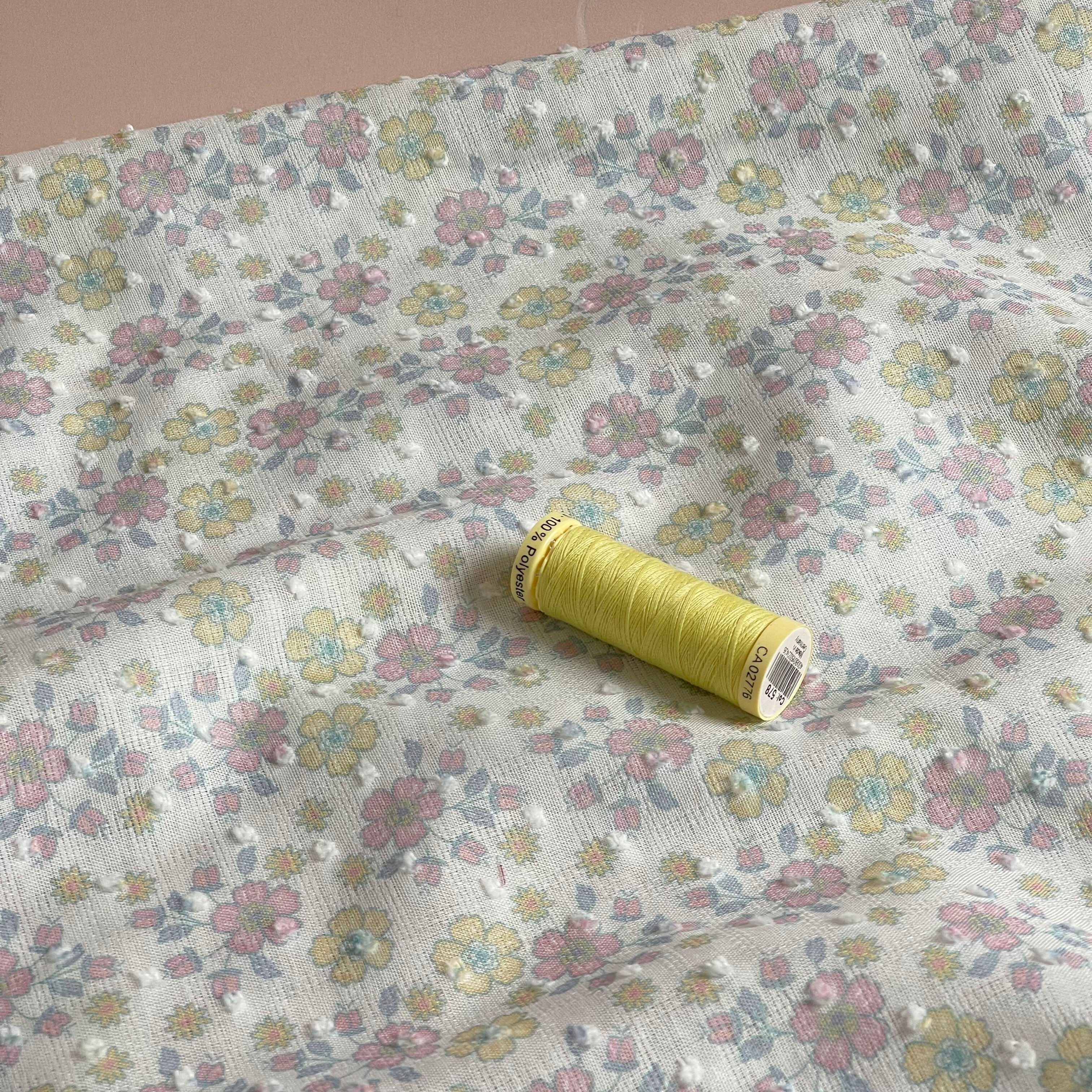 Flowers Cotton Dobby Check Fabric