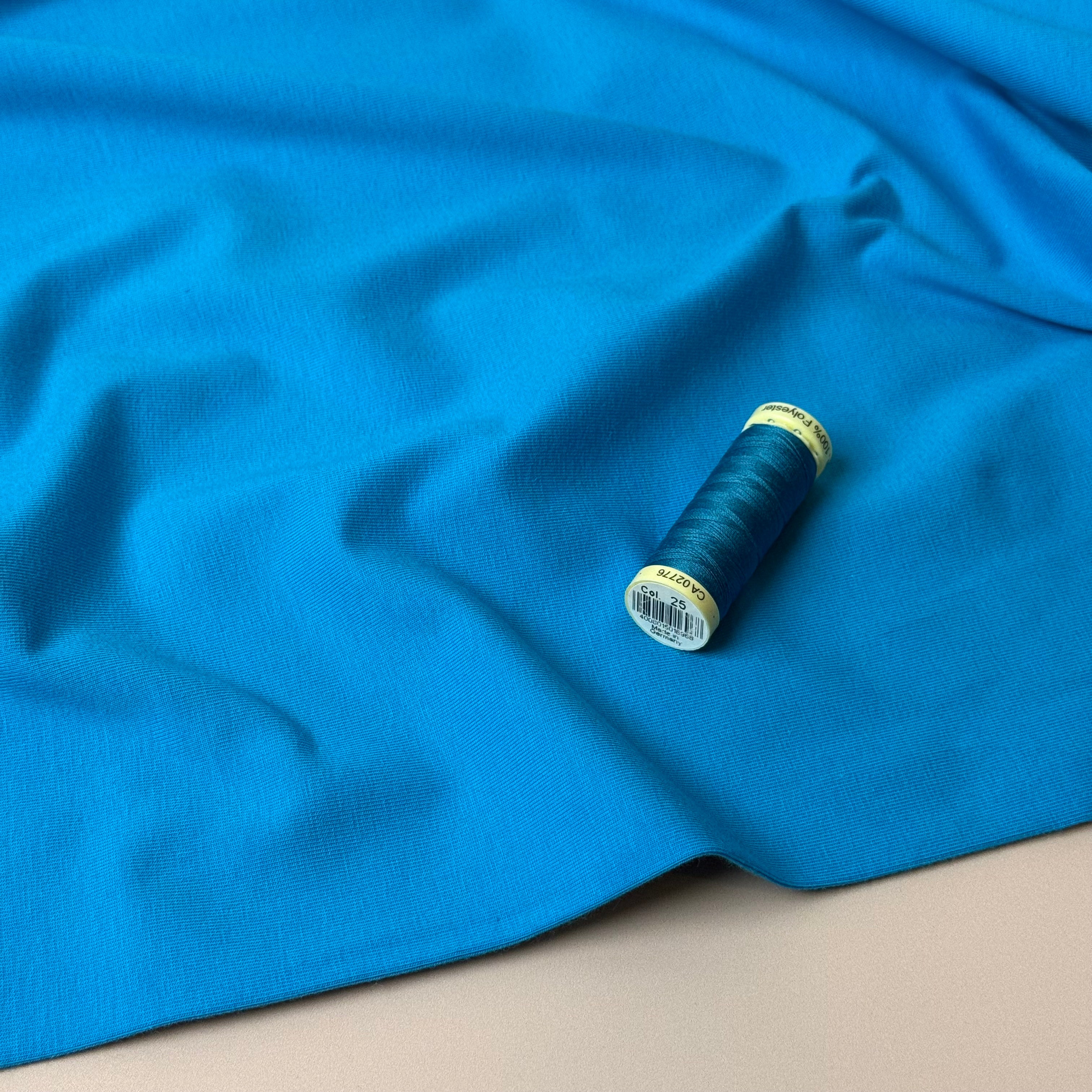 Essential Chic Turquoise Blue Plain Cotton Jersey Fabric