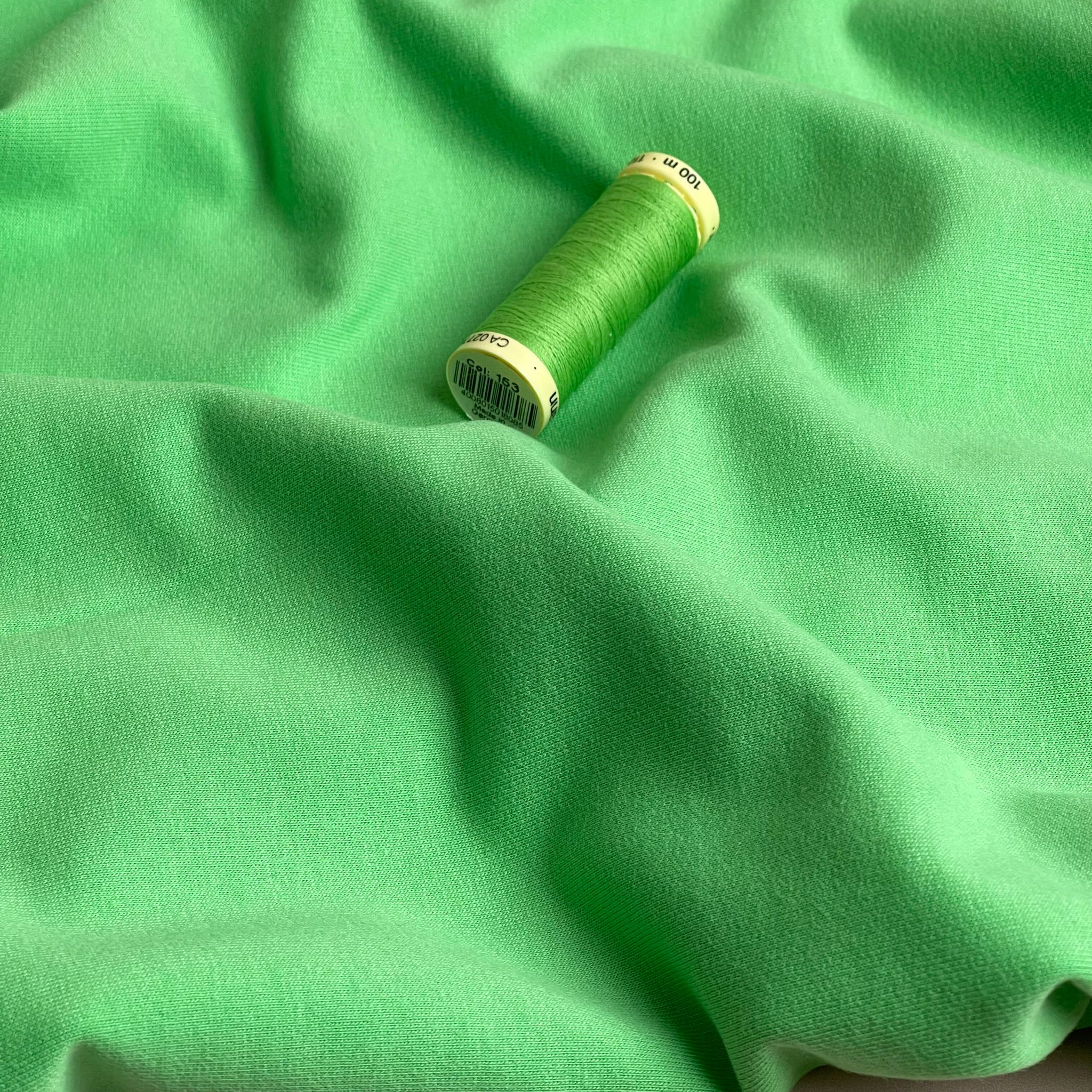 Peach Soft GOTS Organic Cotton Sweat-shirting in Cool Lime