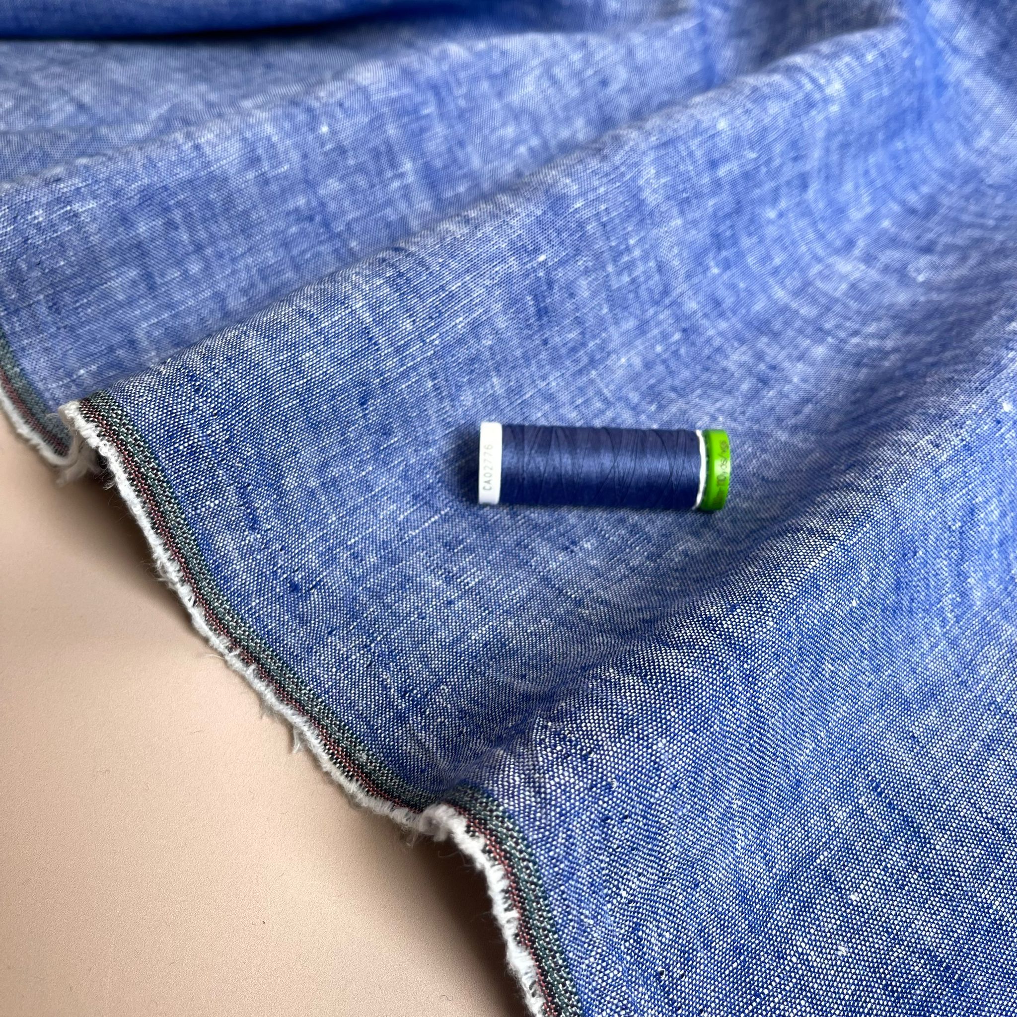 Cobalt Blue Yarn Dyed Pure Linen Fabric