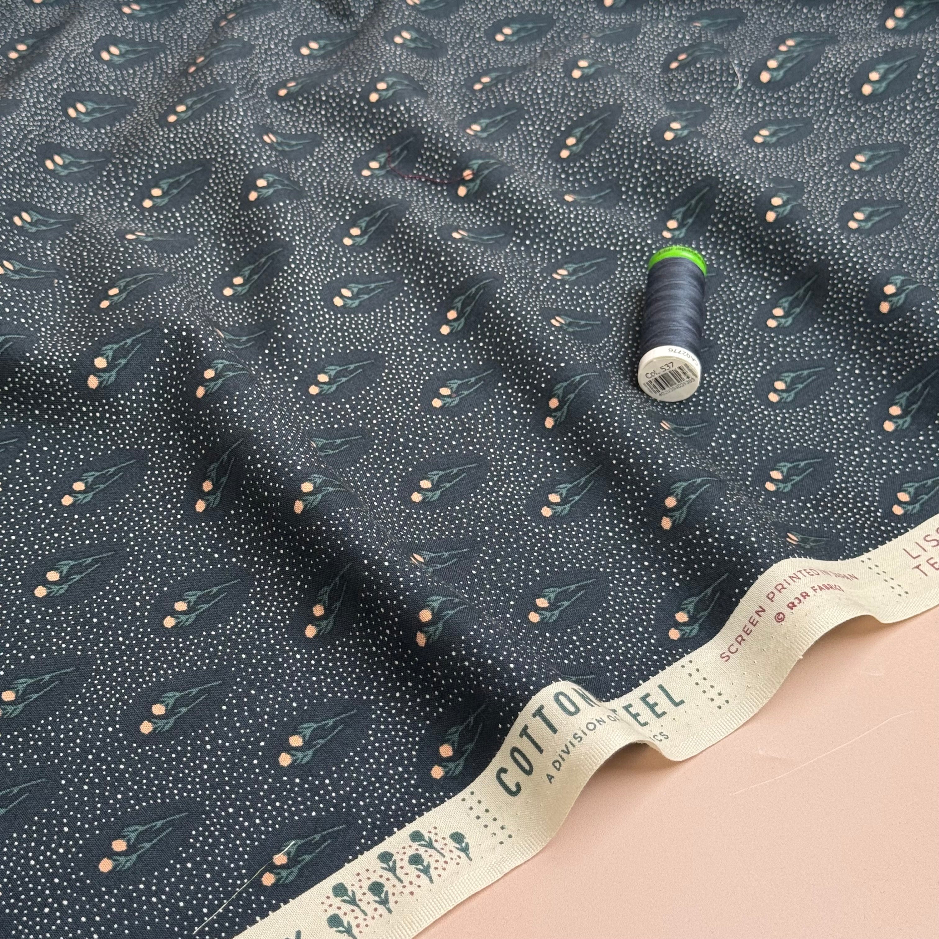 Rifle Paper Co - Summer Falk in Indigo Cotton Fabric from English Rose