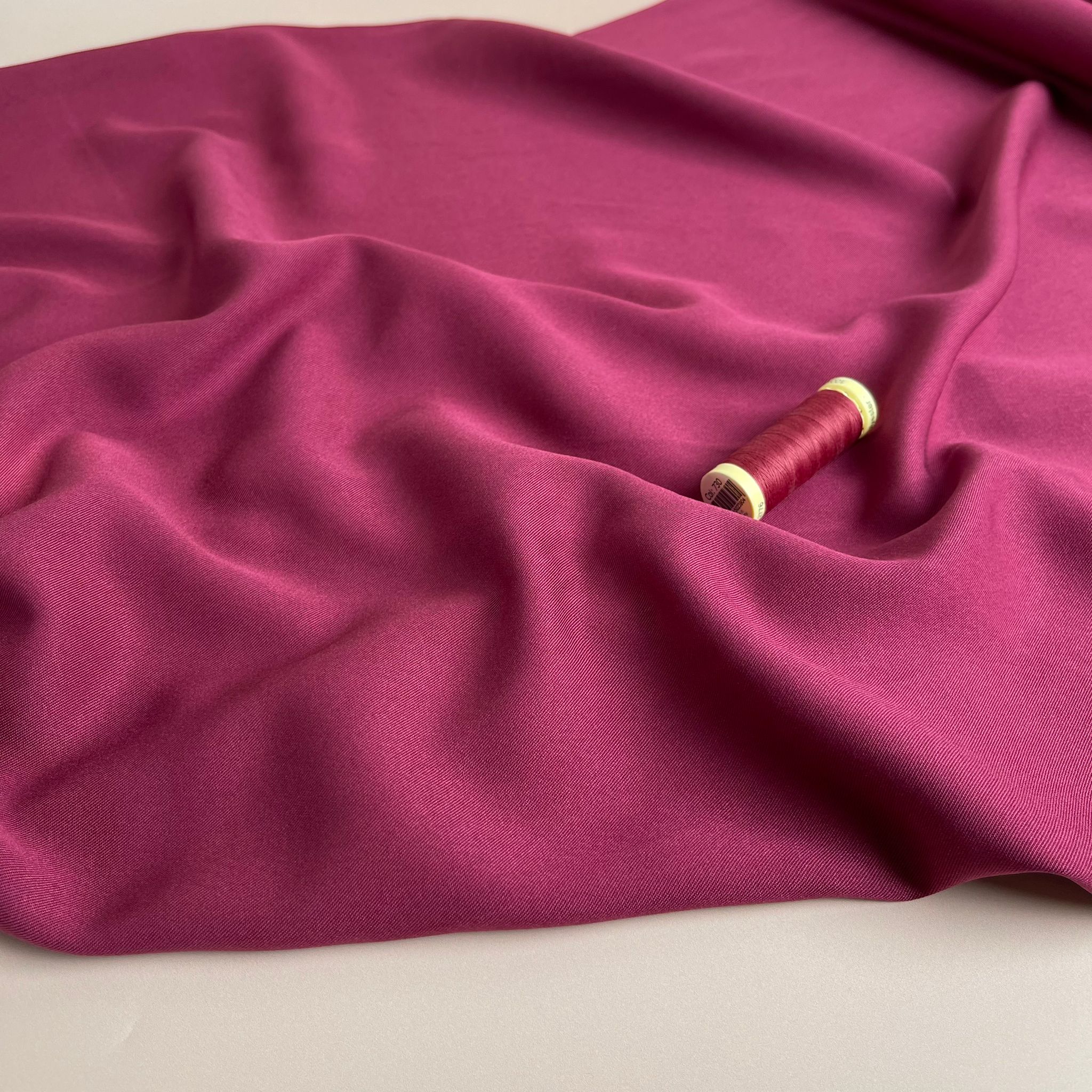 REMNANT 1.92 Metres - Grandeur Framboise Pink Viscose Twill Dress Fabric