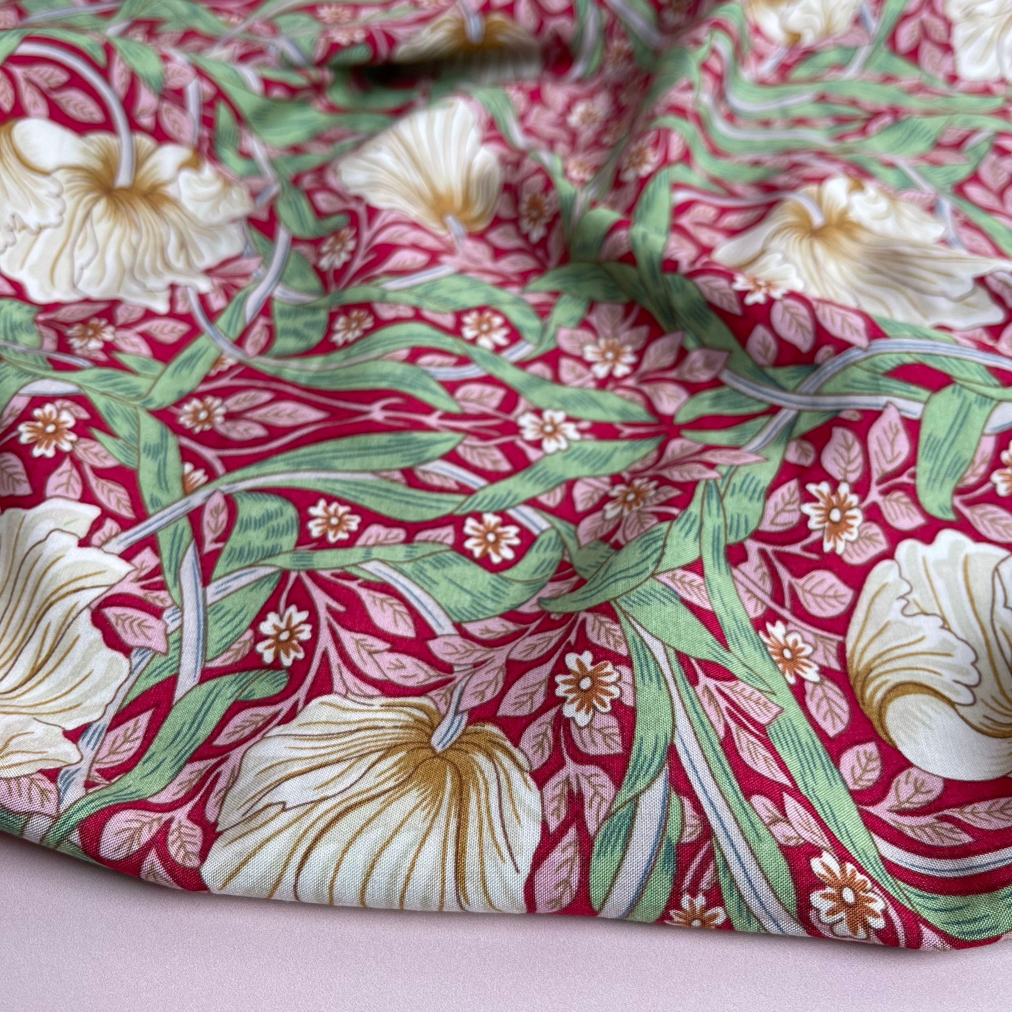 Morris Crimson Viscose Fabric