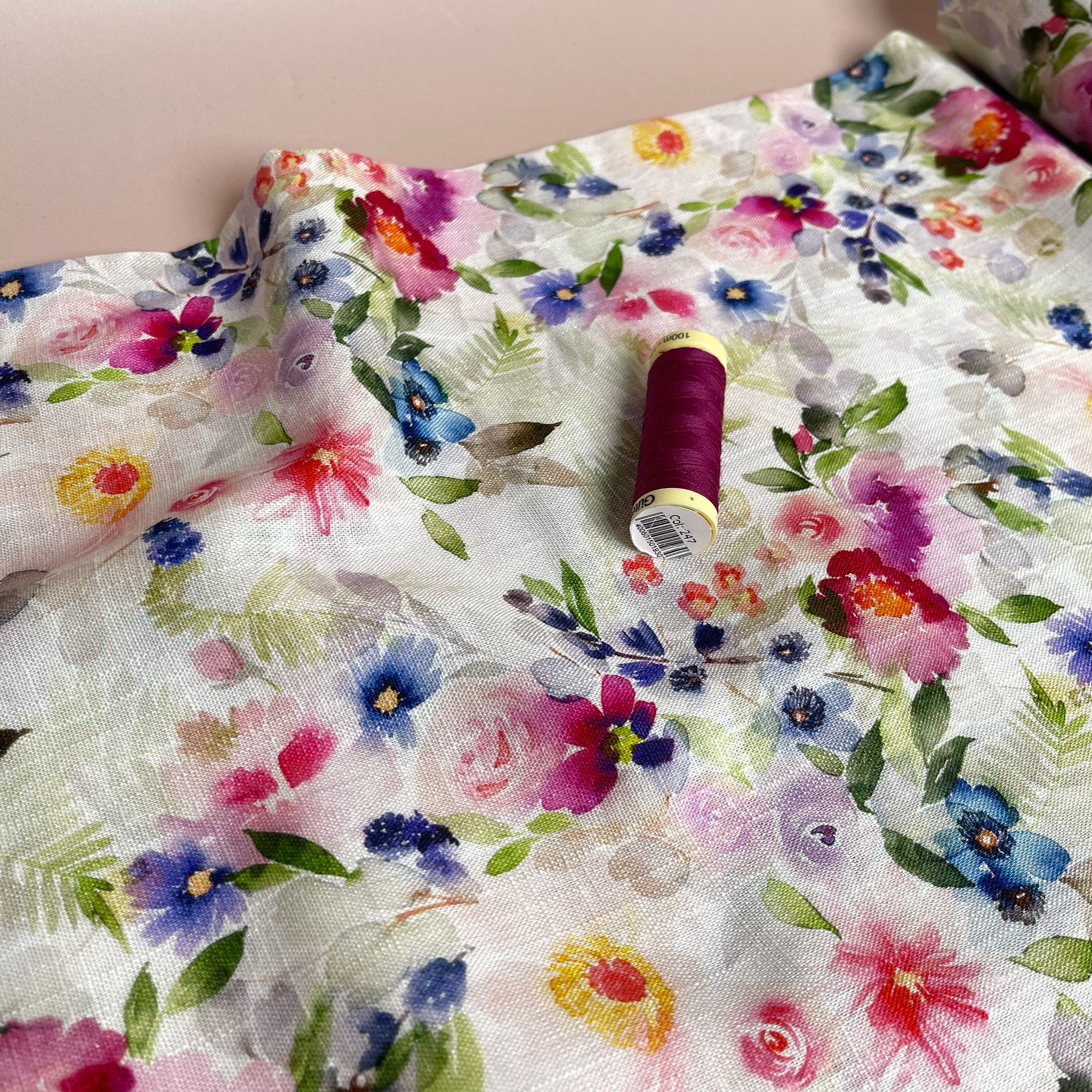 Spring Watercolour Florals Viscose Linen Fabric