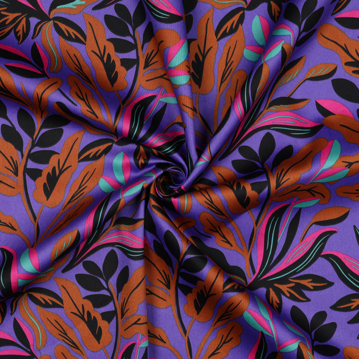 Nerida Hansen - Lush Leaves Purple Cotton Sateen Fabric