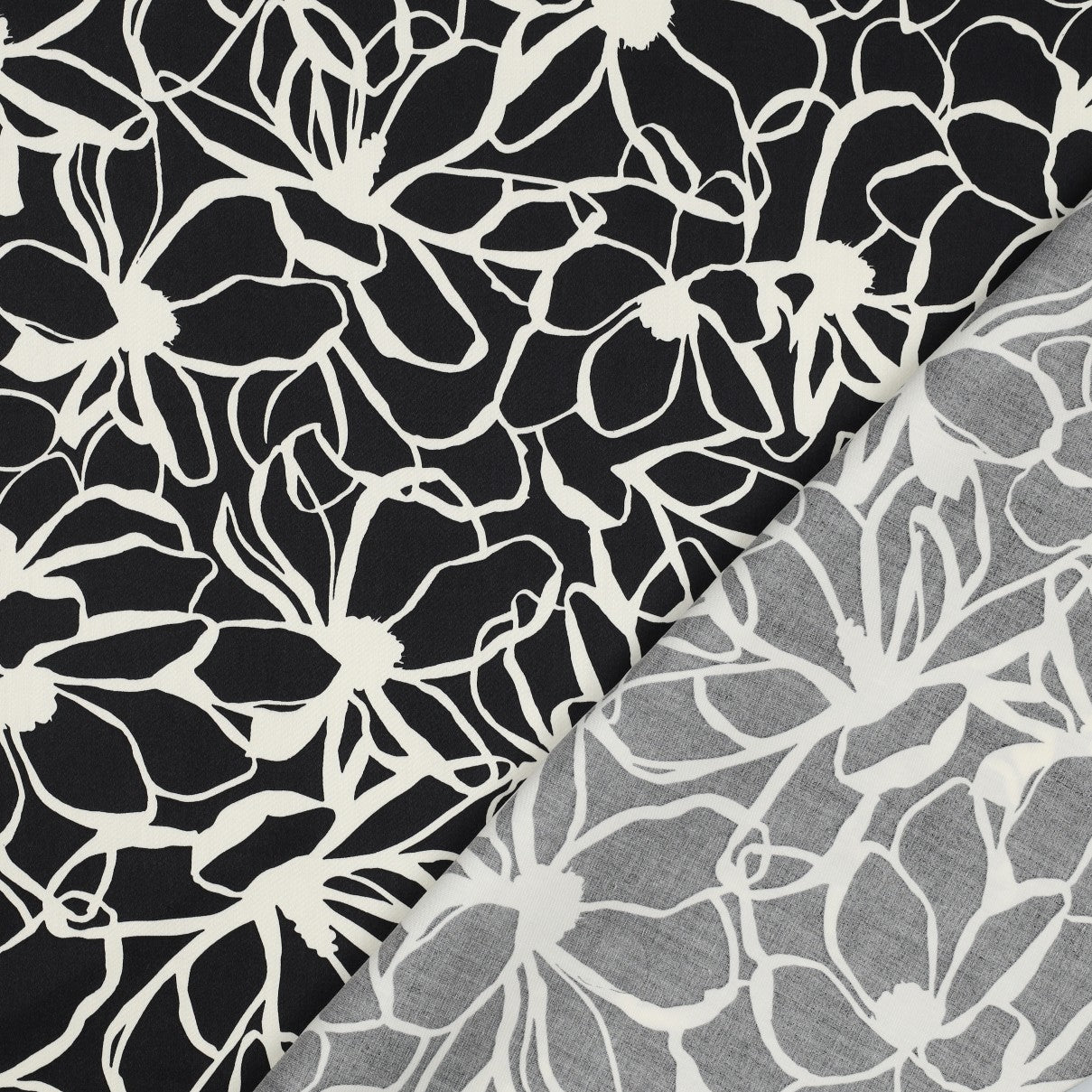 Nerida Hansen - Magnolia Black Cotton Sateen Fabric