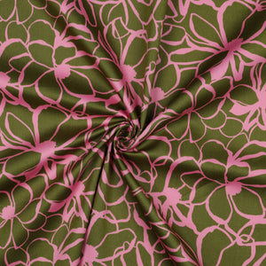 Nerida Hansen - Magnolia Moss Green Cotton Sateen Fabric