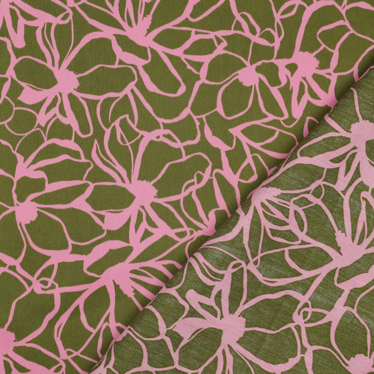 Nerida Hansen - Magnolia Moss Green Cotton Sateen Fabric