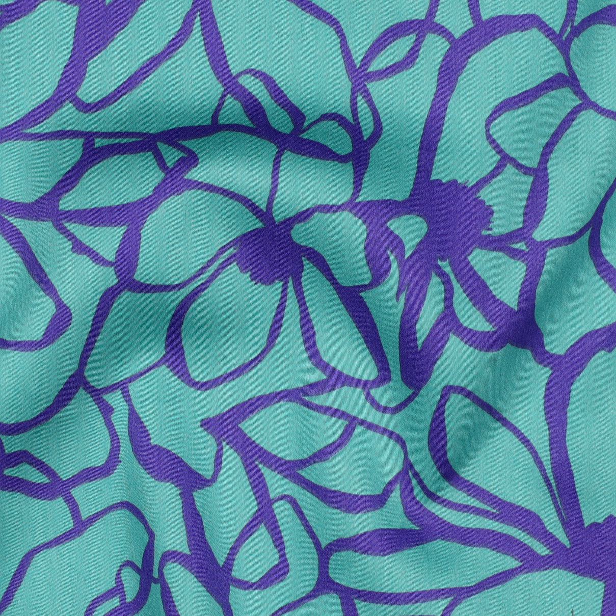 Nerida Hansen - Magnolia Sea Blue Cotton Sateen Fabric