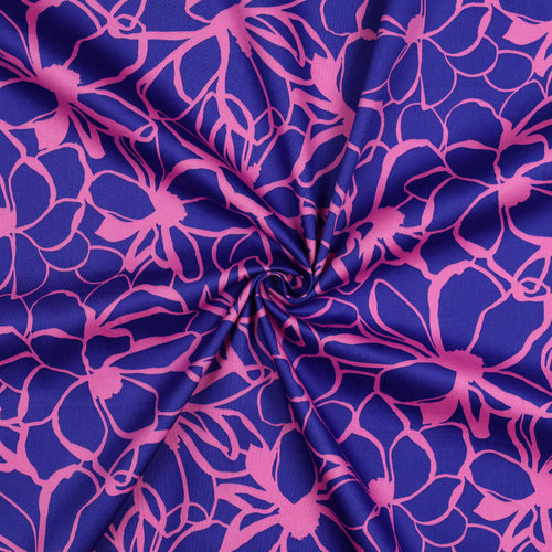 REMNANT 1.10 metres - Nerida Hansen - Magnolia Royal Blue Cotton Sateen Fabric