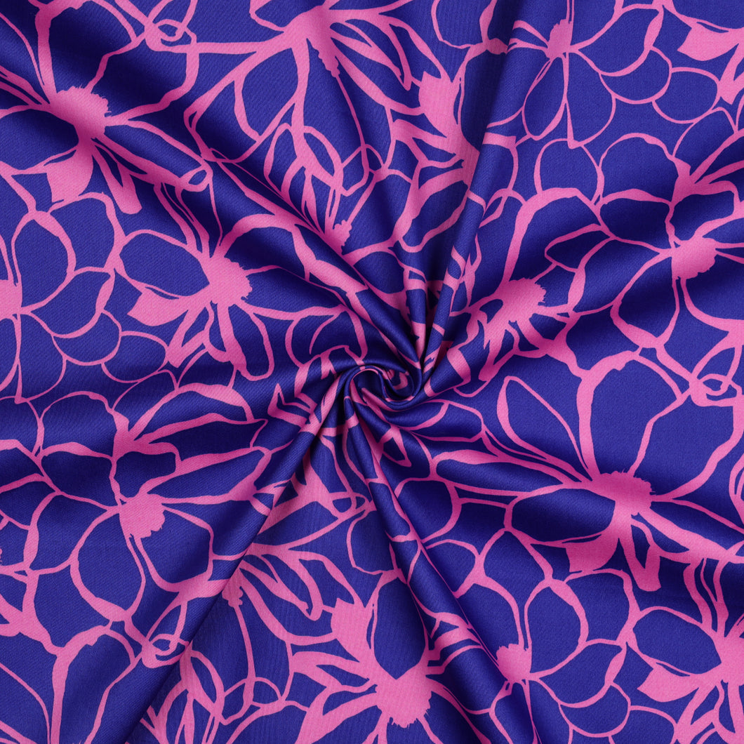 REMNANT 1.10 metres - Nerida Hansen - Magnolia Royal Blue Cotton Sateen Fabric