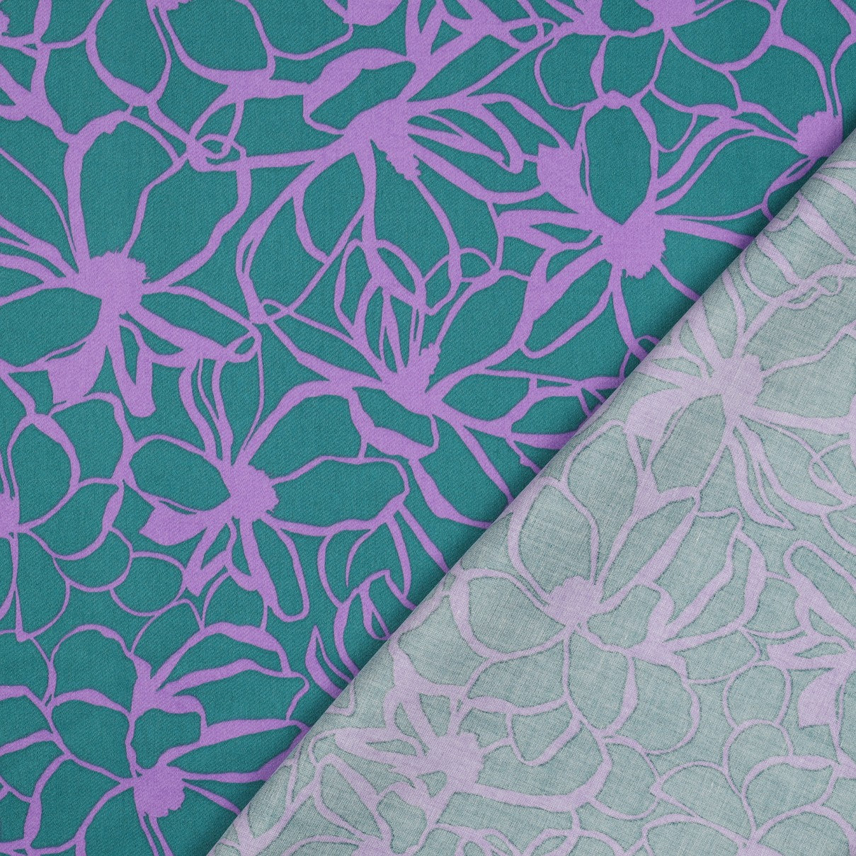 Nerida Hansen - Magnolia Petrol Cotton Sateen Fabric