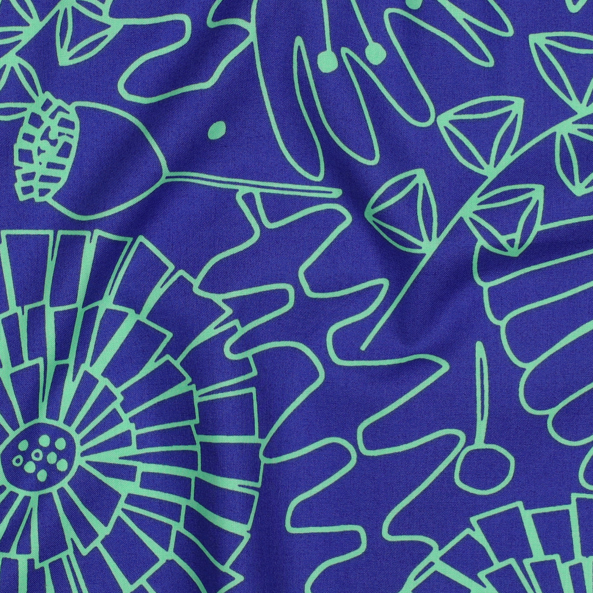 Nerida Hansen - Eden on Royal Blue Cotton Poplin Fabric