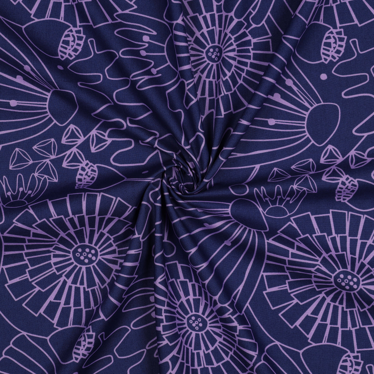 Nerida Hansen - Eden on Navy Cotton Poplin Fabric