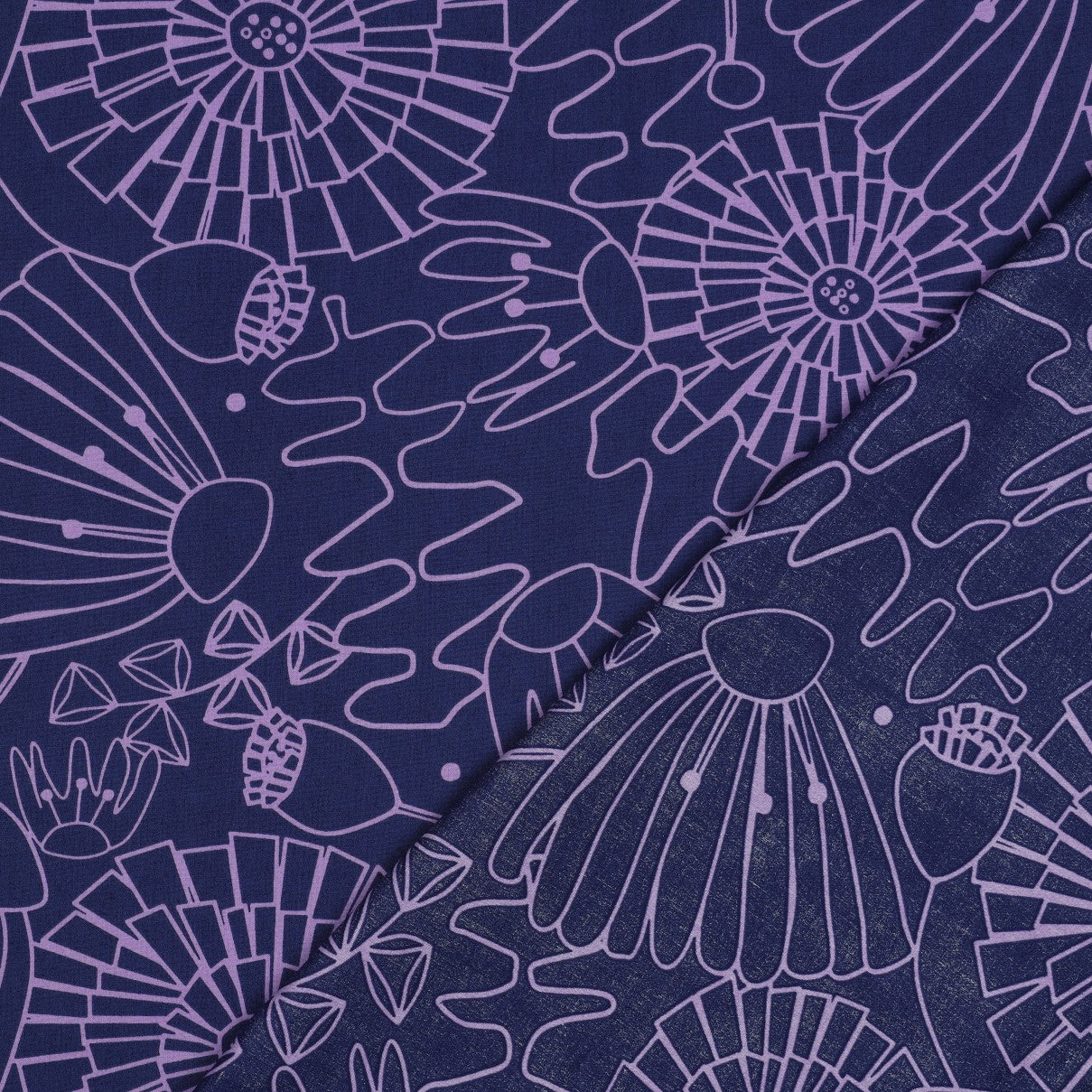 Nerida Hansen - Eden on Navy Cotton Poplin Fabric