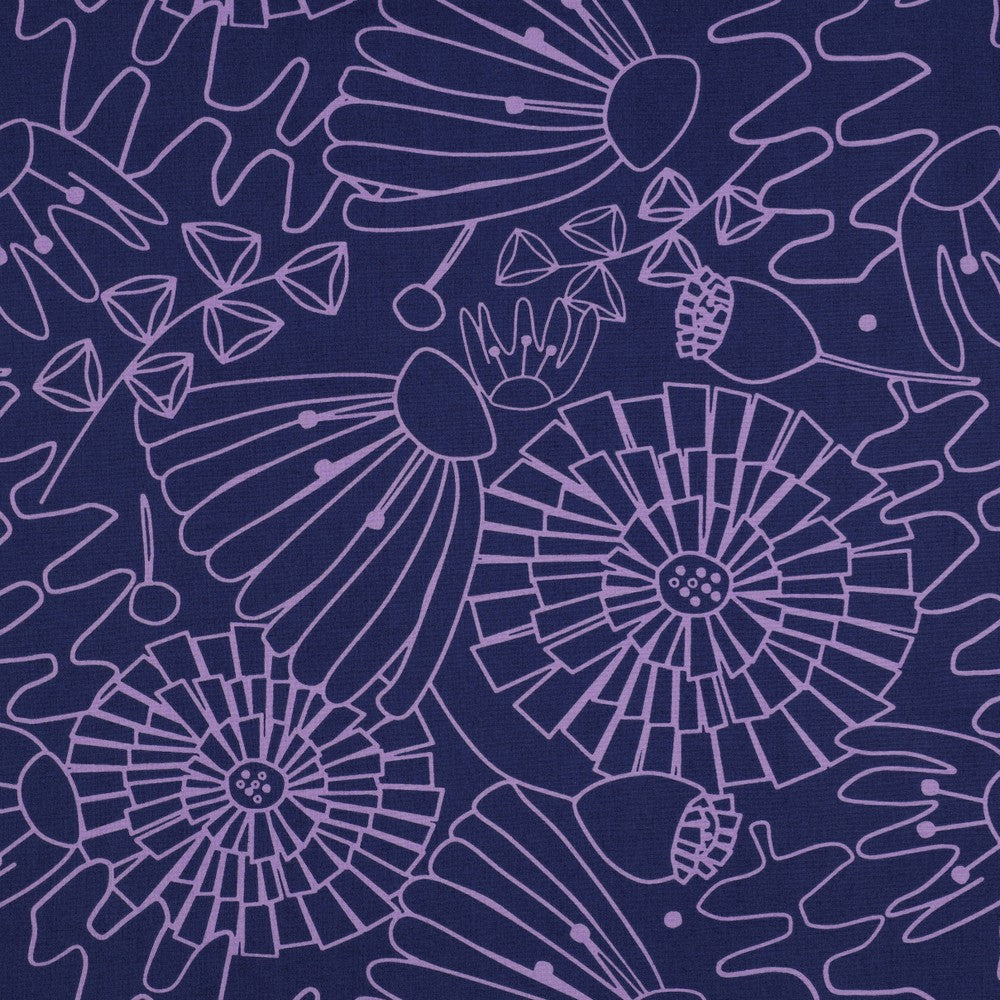 Nerida Hansen - Eden on Navy Cotton Poplin Fabric