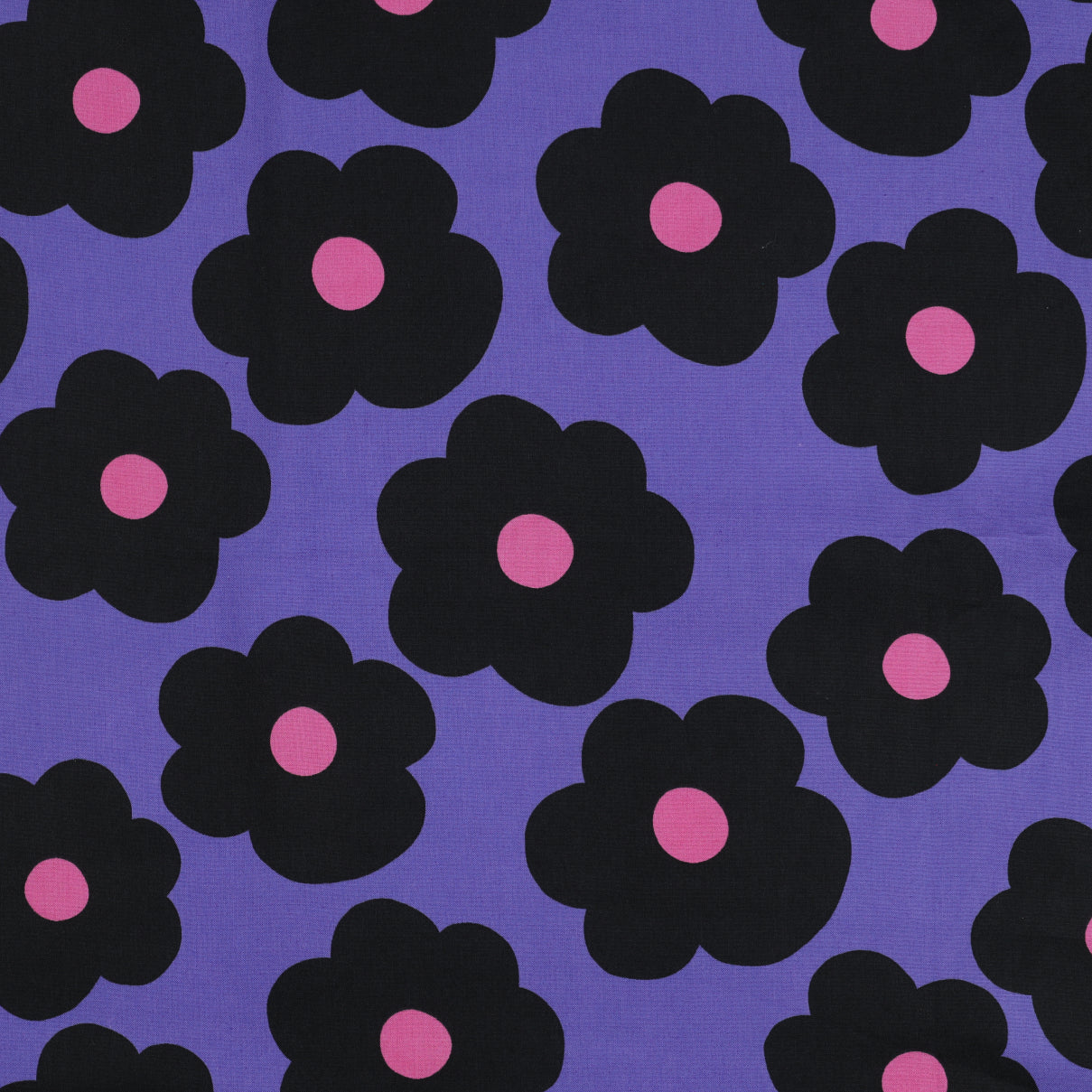 Nerida Hansen -Big Flowers on Purple Cotton Poplin Fabric