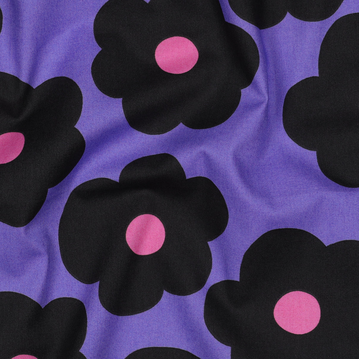 Nerida Hansen -Big Flowers on Purple Cotton Poplin Fabric