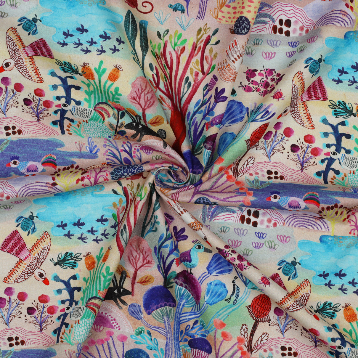 Nerida Hansen - Sunshine on Apricot Cotton Poplin Fabric