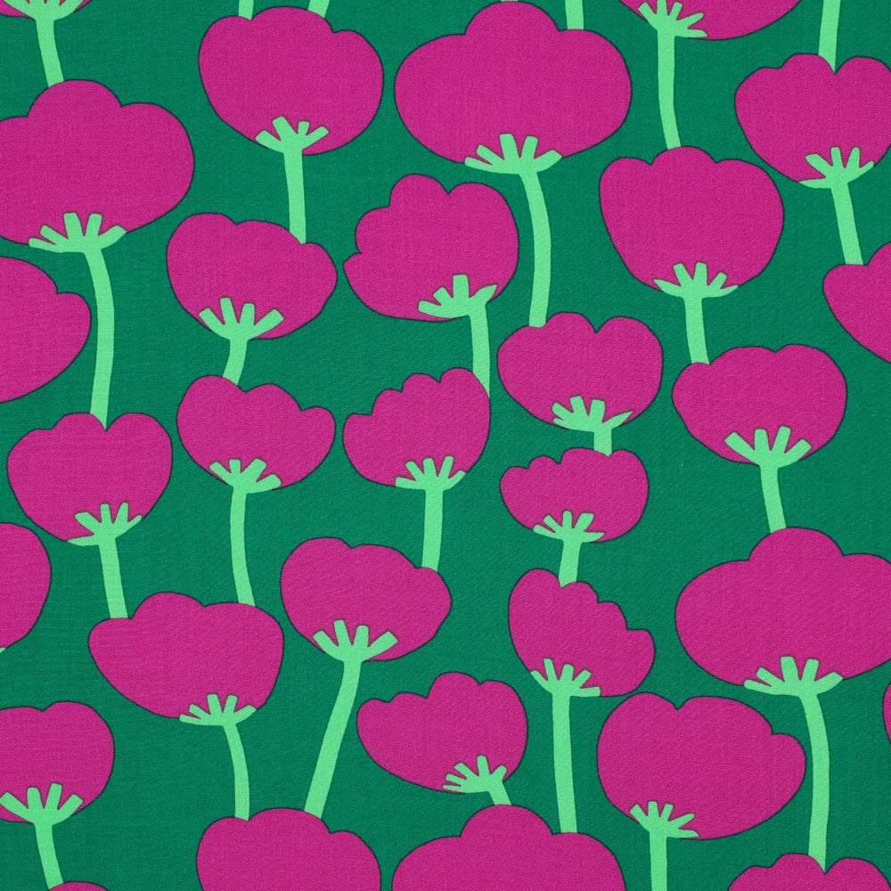 Nerida Hansen - Poppies on Green Viscose with LENZING™ ECOVERO™ fibres