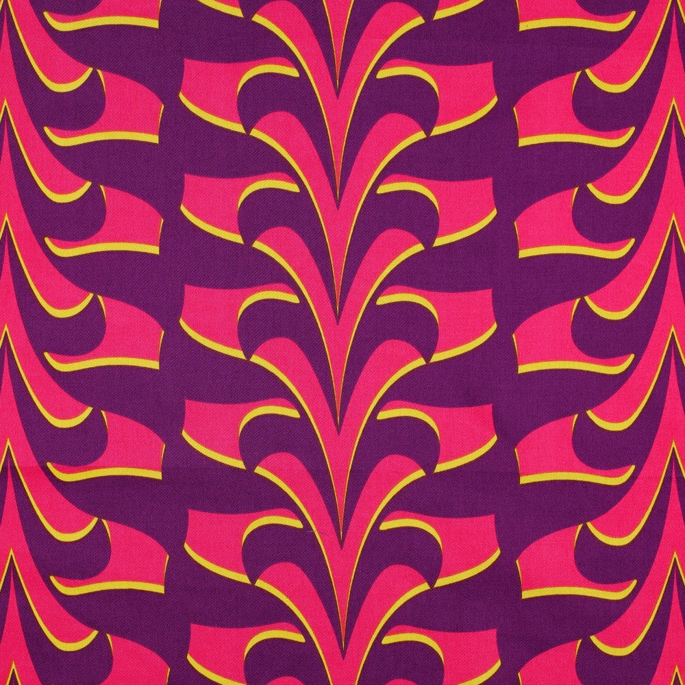 Abstract Purple and Pink Cotton Sateen Fabric