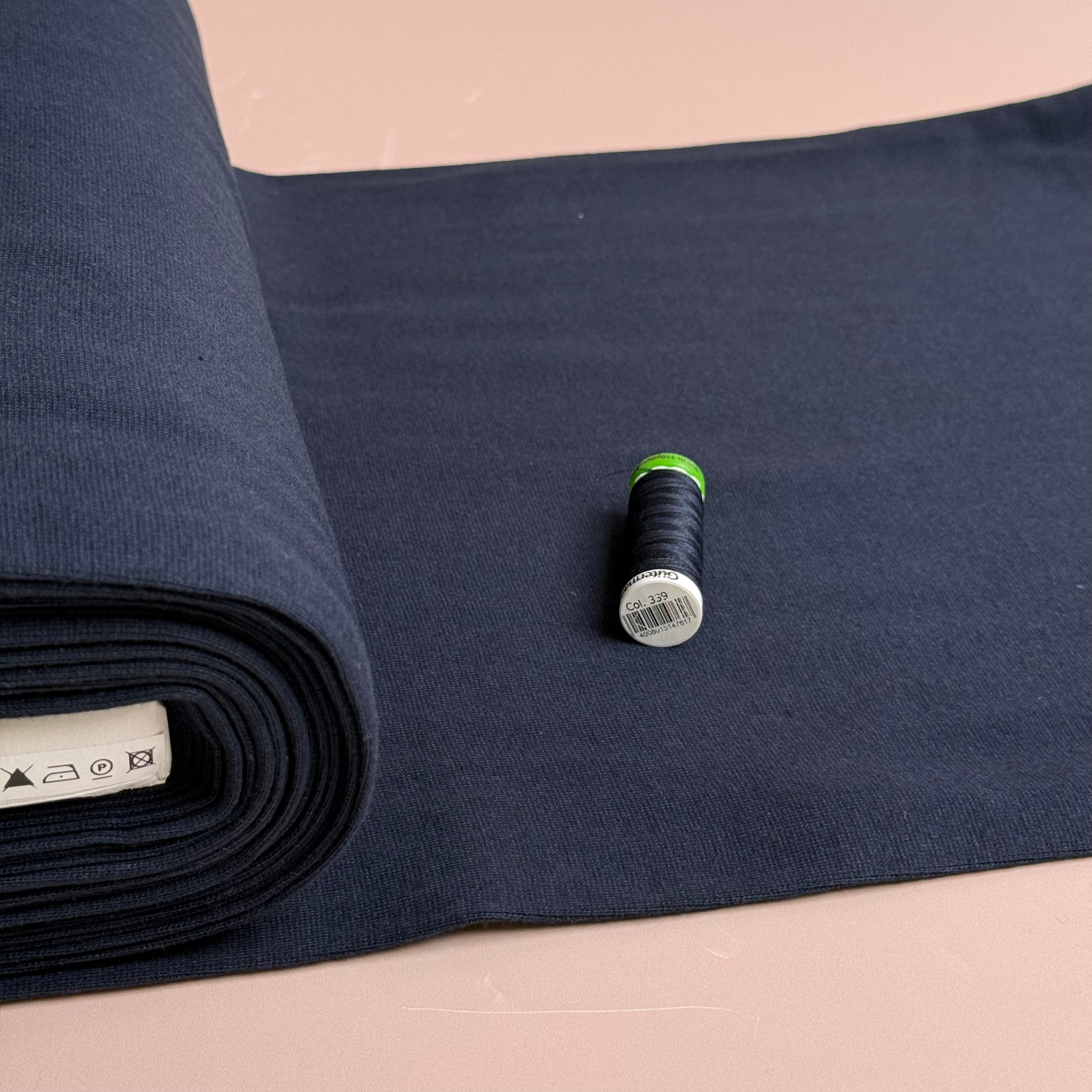 Navy Tabular Cotton Cuff Ribbing Fabric